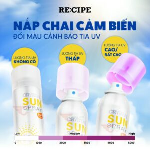 Xit chống nắng và khóa make up Recipe Crystal Sun Spray SPF50+