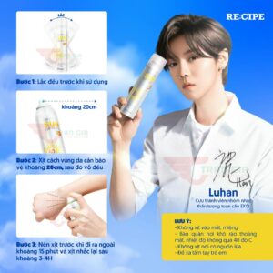 Xit chống nắng và khóa make up Recipe Crystal Sun Spray SPF50+