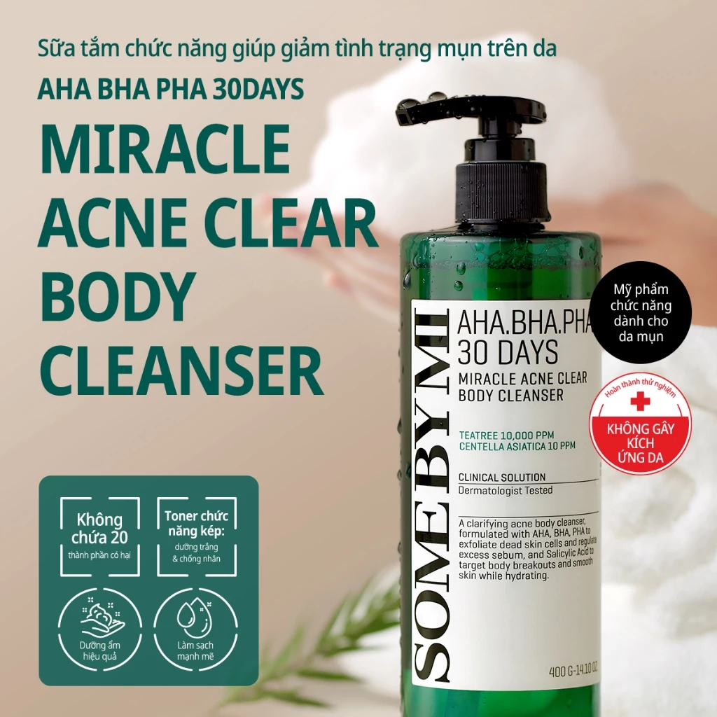 Sữa tắm cho da mụn AHA-BHA-PHA 30 Days Miracle Acne Clear Body Cleanser 400g