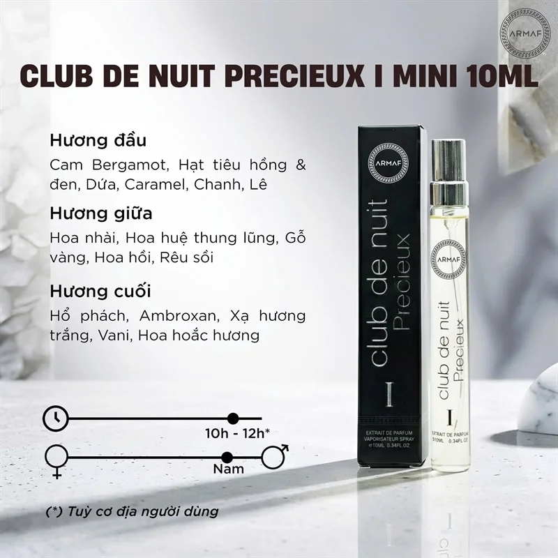 Nước Hoa Armaf Precieux 10ml - Hình ảnh chi tiết bao bì