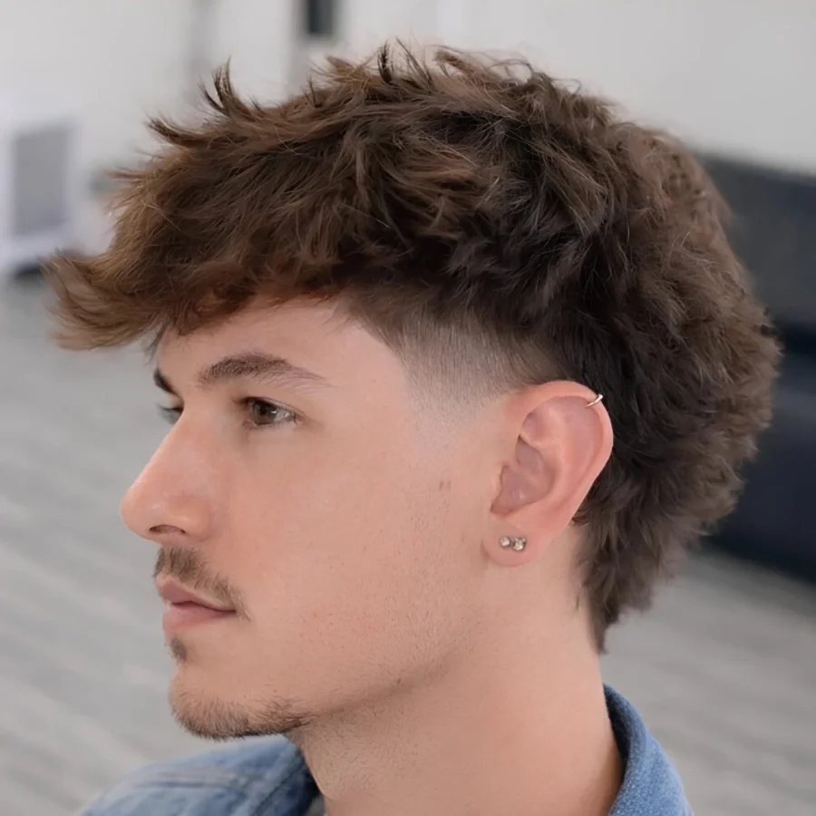Warrior cut nhìn từ phía trước — phần mái rối tự nhiên, texture dày