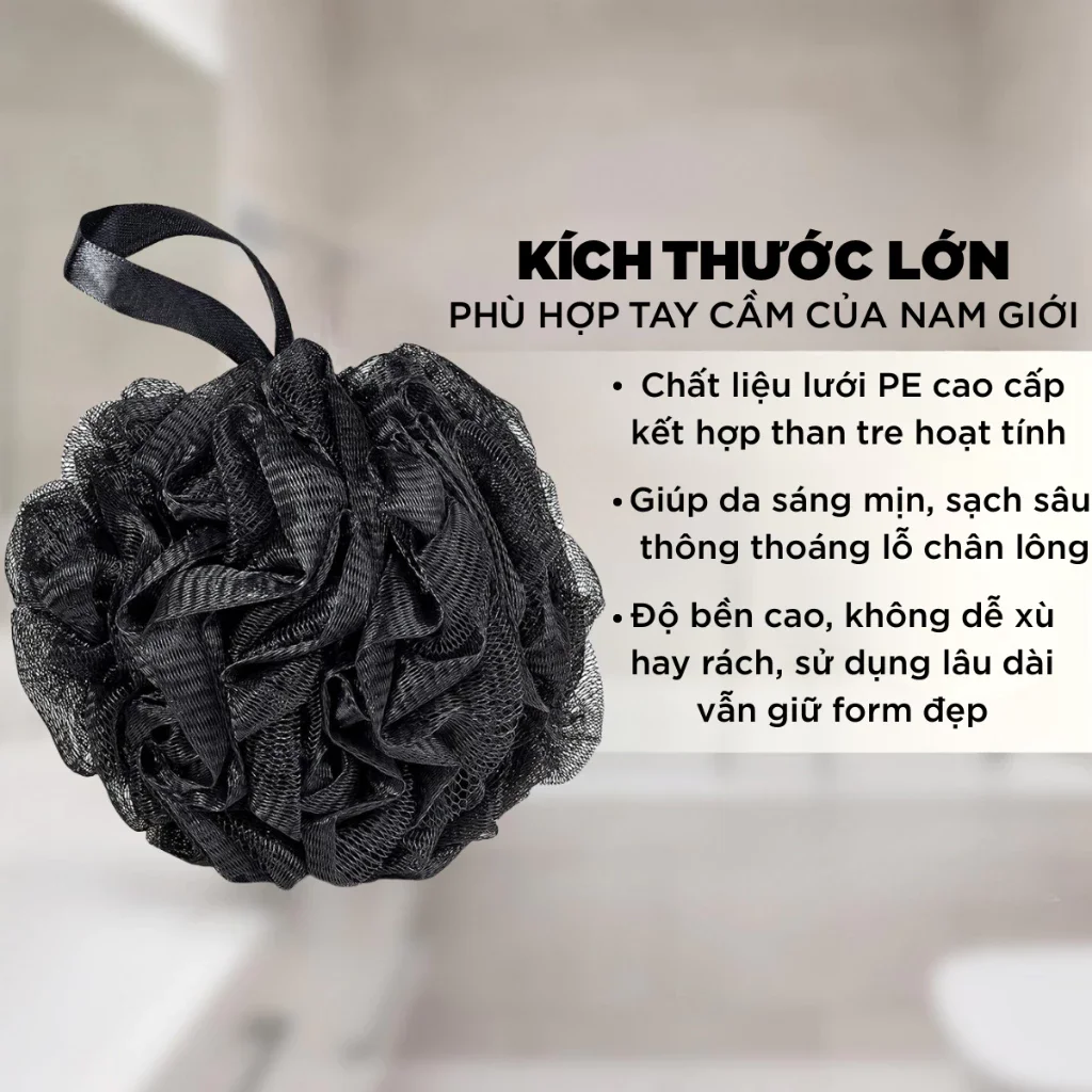 Bông tắm than tre đa năng với độ bền cao cho nam giới