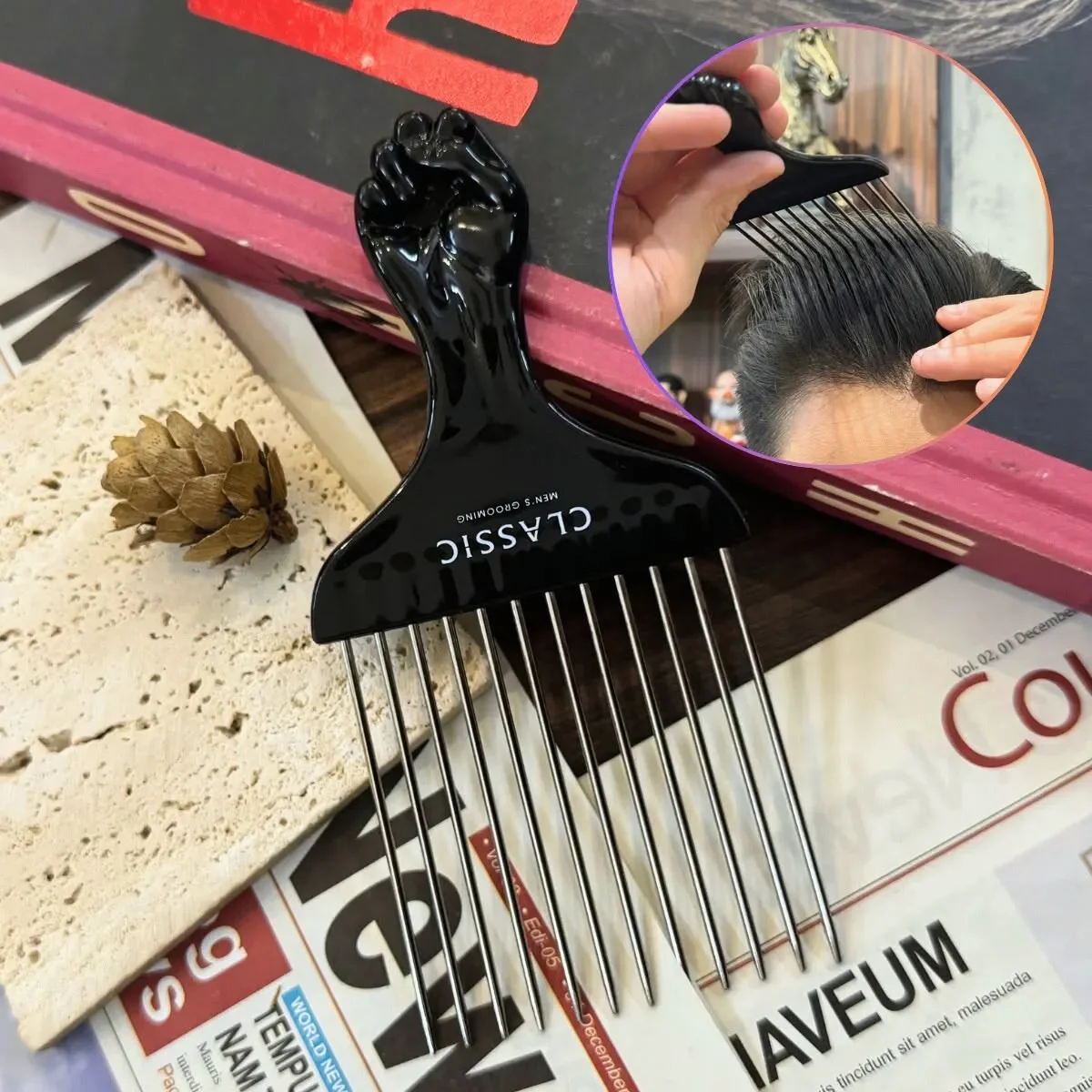 Afro Pick tạo độ phồng phần mái cao khi chải pomade tạo kiểu